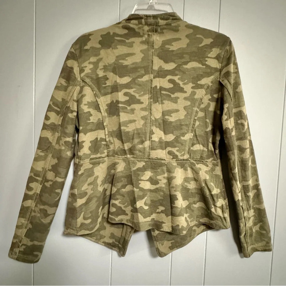 CASLON Olive Sarma Camo Knit Blazer Jacket Drape Collar Raw Seam Detail Size M - Picture 2 of 7